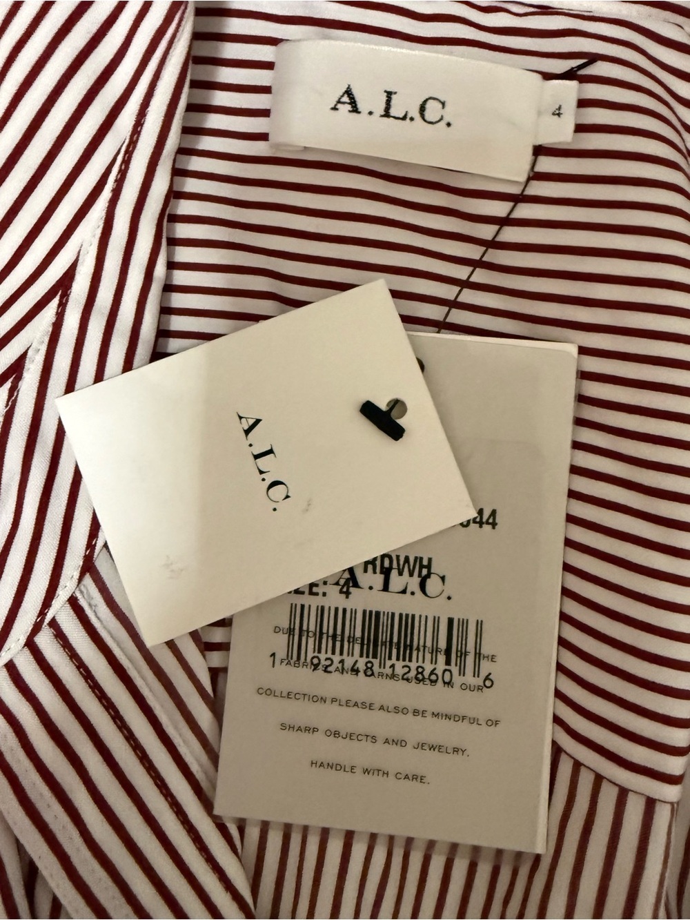 A.L.C NWT Suri Stripped Wrap Ruffle Belted Dress - Picture 10 of 12